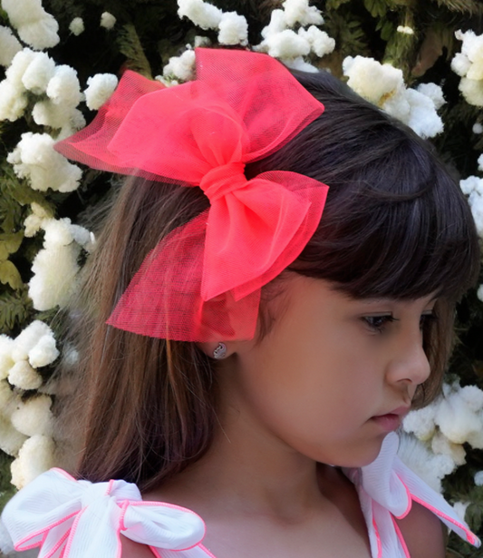 Neon Coral Bow