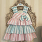 Mint & Pink Stripe Puffball dress