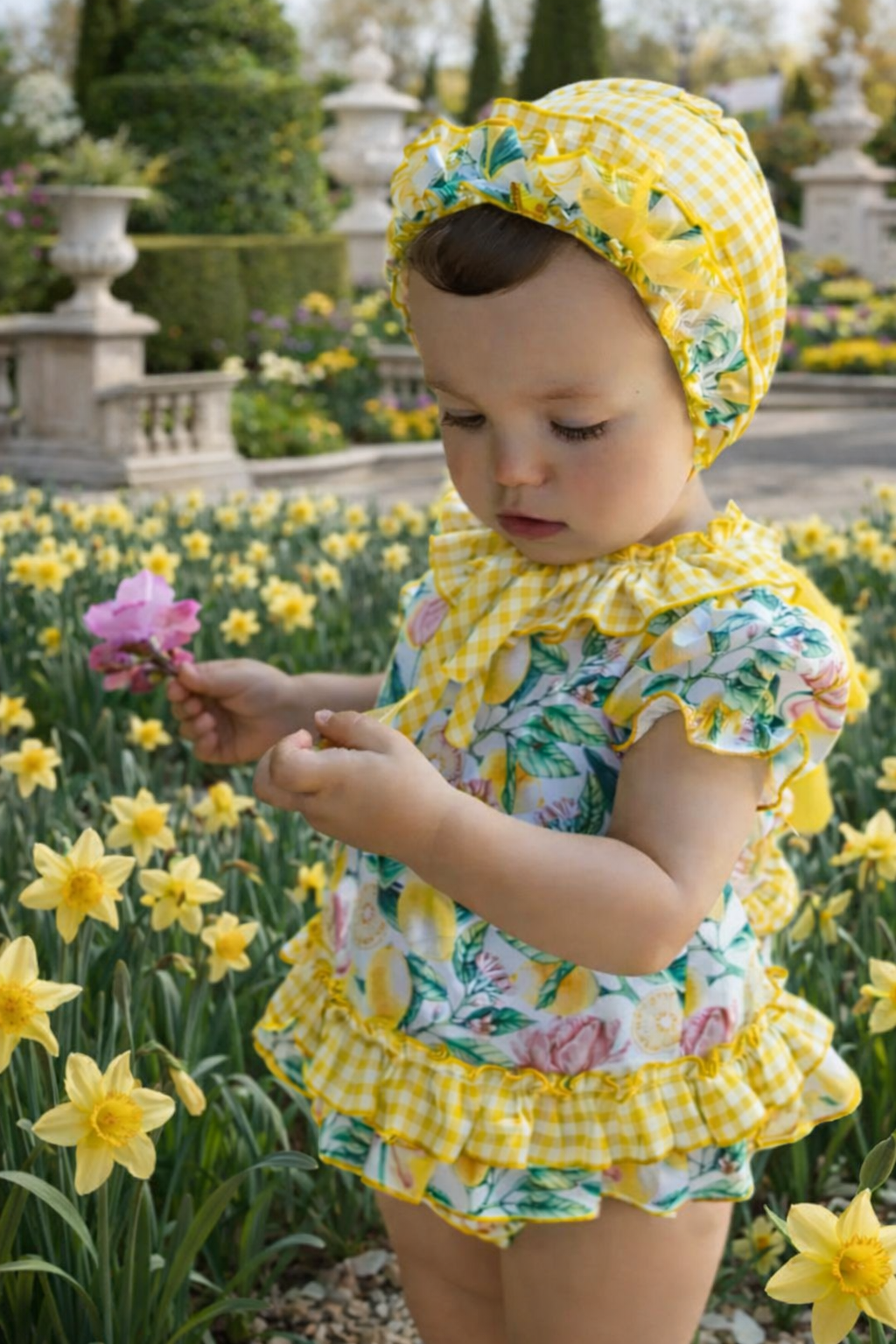 Lemon Dress, knickers & bonnet