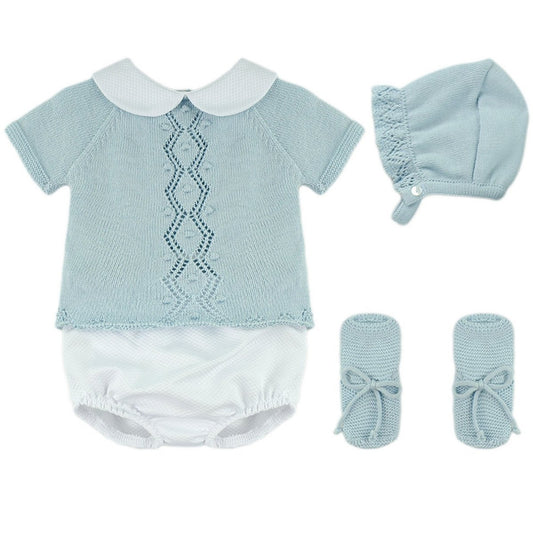 Baby Blue Set with Bonnet & Booties