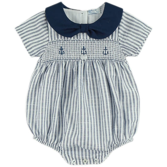 Navy smocked romper