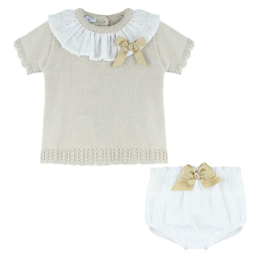 Beige Knitted two piece set