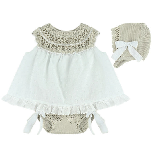 Beige Knitted Dress set