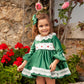 IN23-43 BOTTLE GREEN SMOCKED DRESS