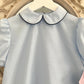 School blouse Baby blue with navy
