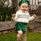 IN23-34 Green smocked boys set