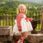 IN23-008 Red dogtooth & heart puffball dress