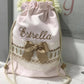 Personalized draw string bags.