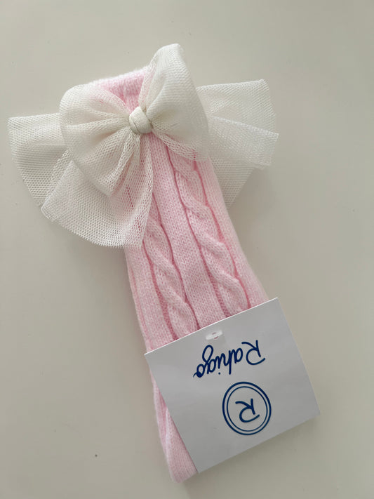 22282 Tulle socks PINK & CREAM