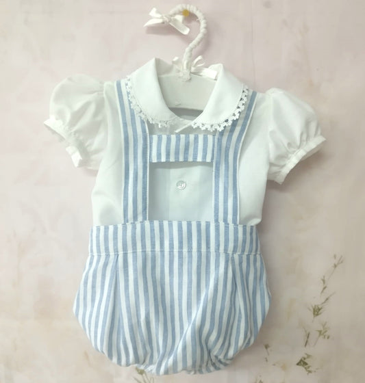 VE23-15 BLUE STRIPE ROMPER SET