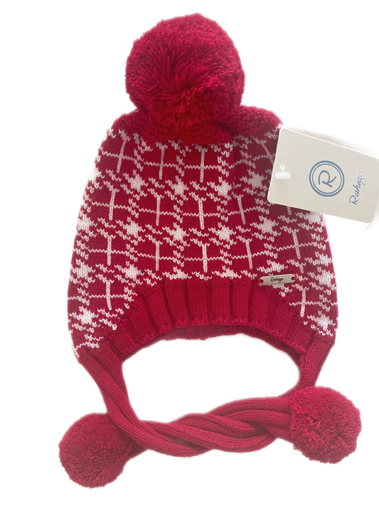 22255 BOBBLE HAT RED & WHITE