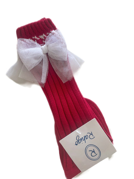 22248 Tulle socks RED/WHITE