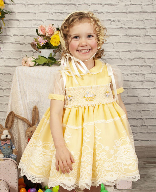 PC23-08 Easter basket smocked dress