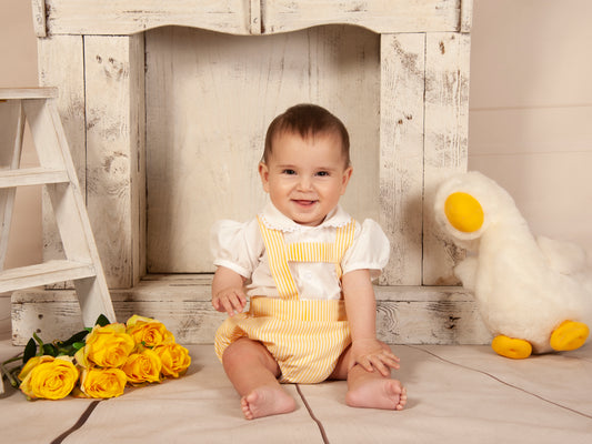 VE23-15 YELLOW STRIPE ROMPER SET